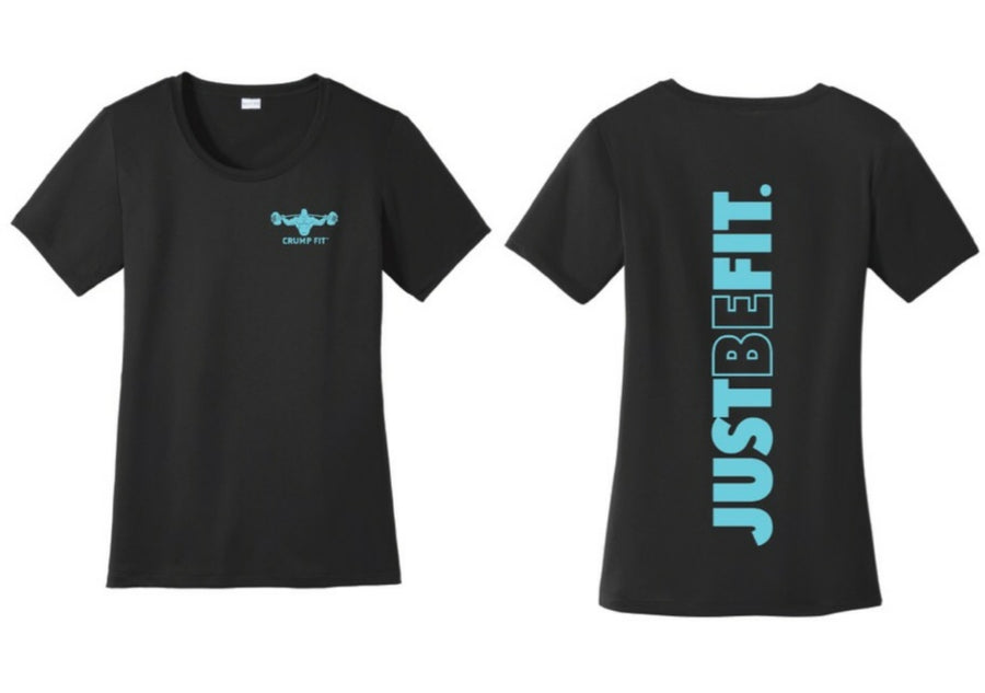 CF JUST BE FIT Performance Scoop Neck Tee - Black/Turquoise