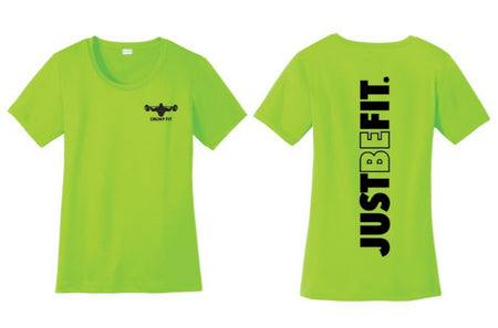 CF JUST BE FIT Performance Scoop Neck Tee - Neon Green/Black
