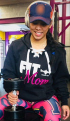 CF FIT MOM Lace up Hooded Pullover - Black/White/Pink