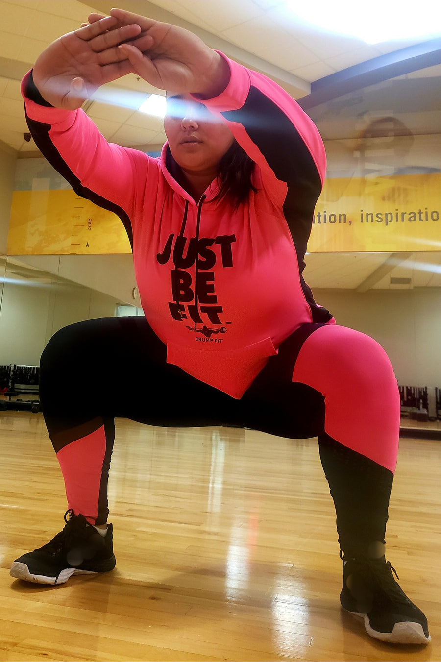 CF JUST BE FIT. Hooded Pullover - Neon Pink/Black