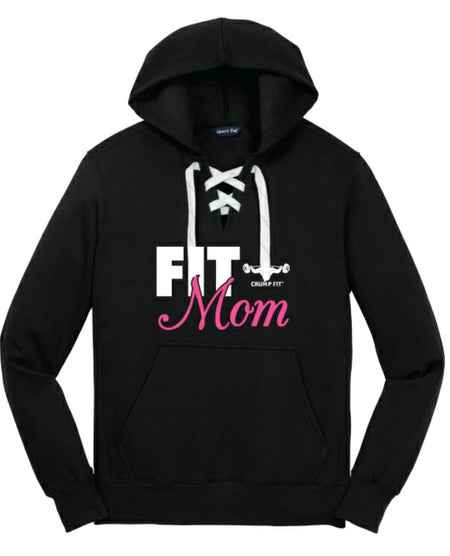 CF FIT MOM Lace up Hooded Pullover - Black/White/Pink