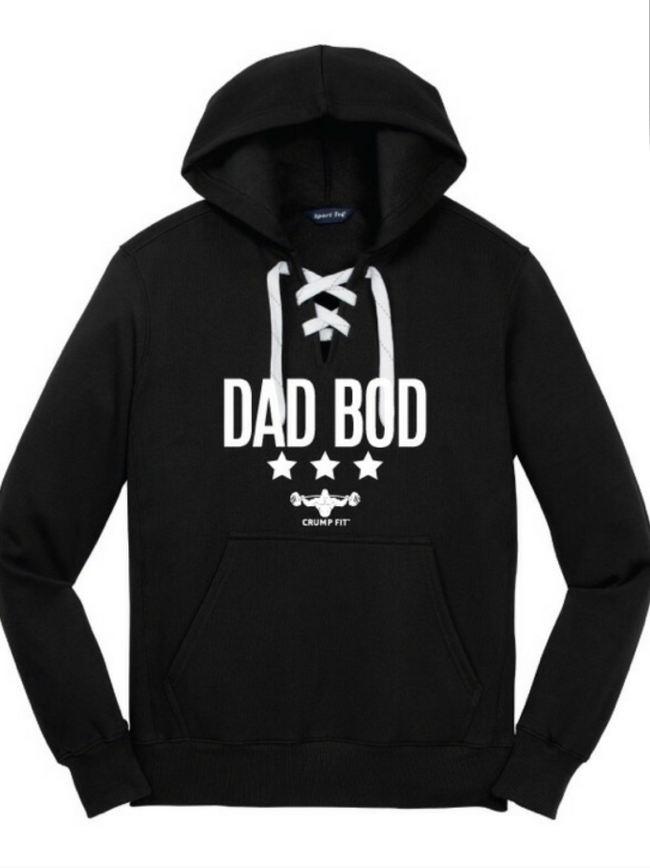 CF DAD BOD Lace Up Hooded Pullover - Black/White